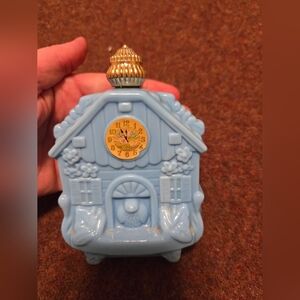 Vintage Avon Enchanted Hours Perfume, Still Has Perfume, Blue Milk Glass 1970s